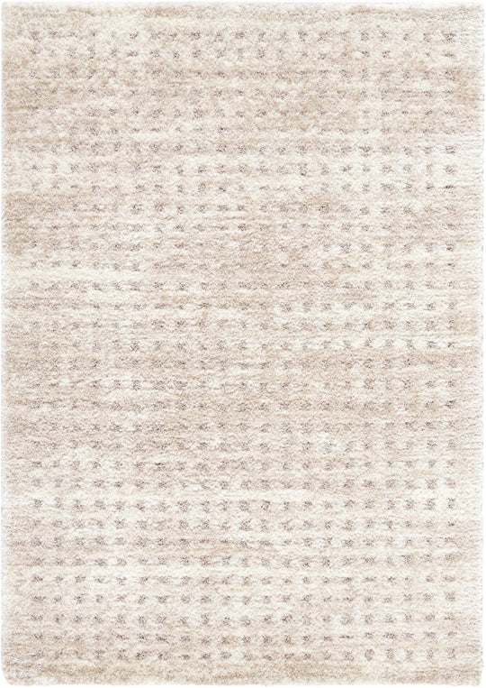 Modern Grid Pattern Ivory Machine Woven Rug