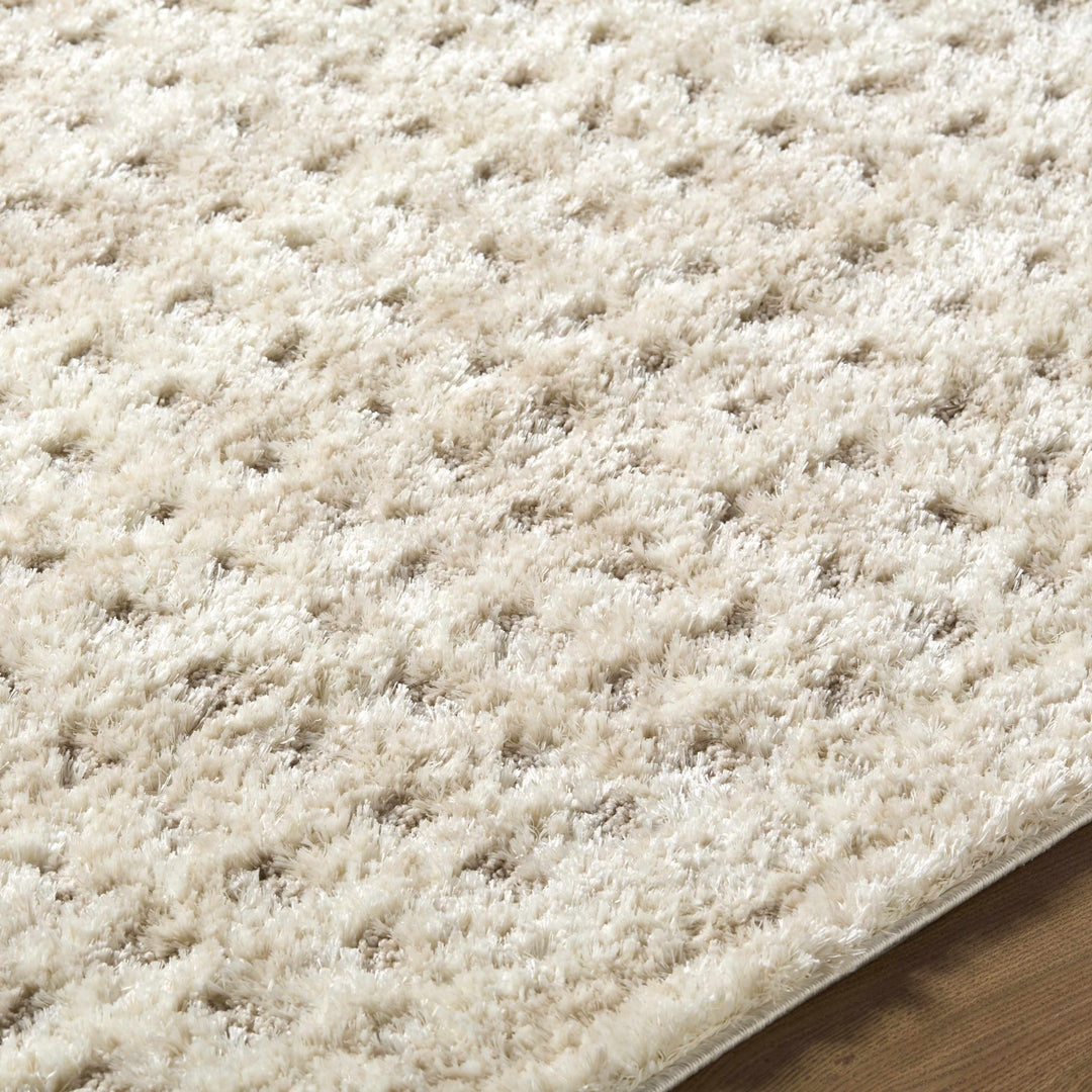 Modern Grid Pattern Ivory Machine Woven Rug - The Rug Decor