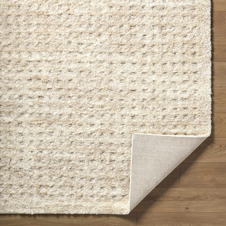 Modern Grid Pattern Ivory Machine Woven Rug - The Rug Decor