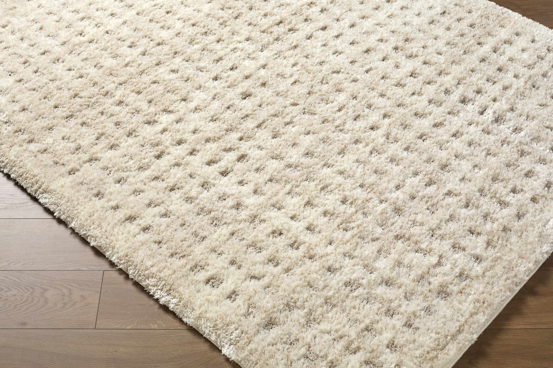 Modern Grid Pattern Ivory Machine Woven Rug - The Rug Decor