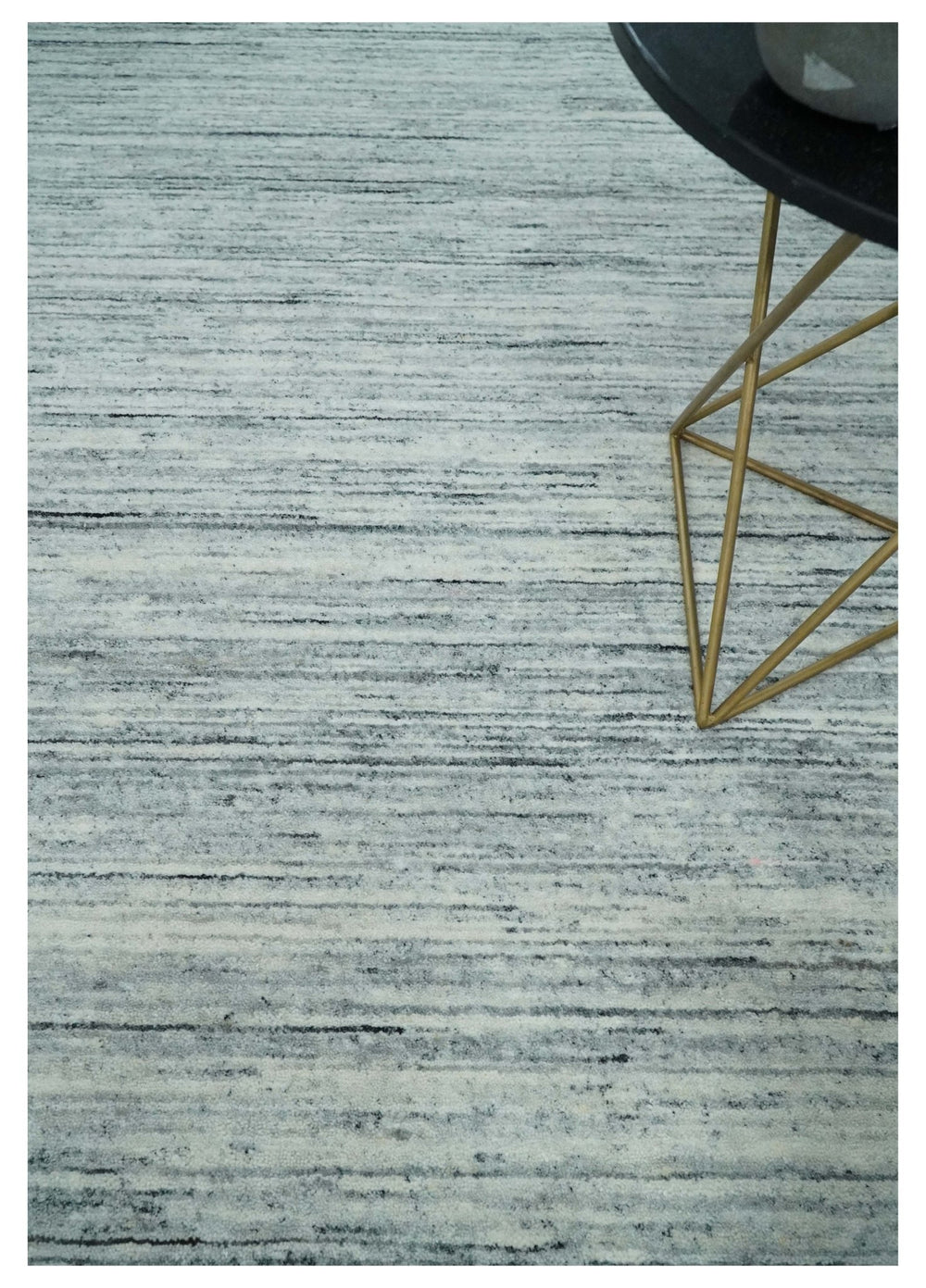 Modern Handloom Ivory, Charcoal, Silver 8x10 Contemporary Wool Area Rug - The Rug Decor