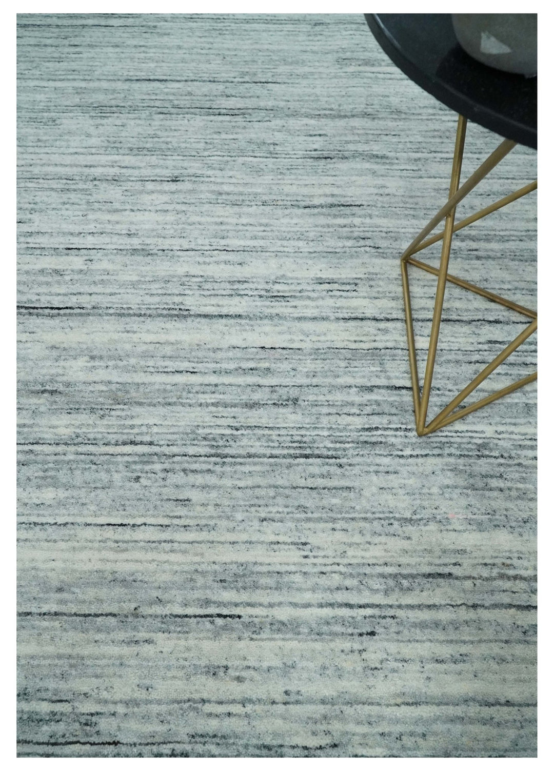 Modern Handloom Ivory, Charcoal, Silver 8x10 Contemporary Wool Area Rug - The Rug Decor