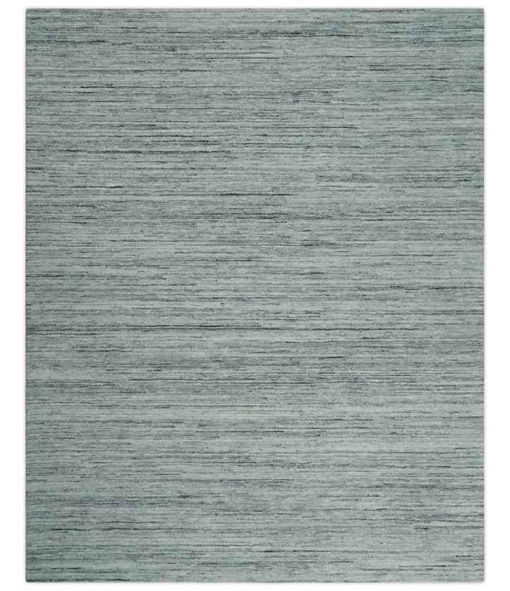 Modern Handloom Ivory, Charcoal, Silver 8x10 Contemporary Wool Area Rug - The Rug Decor