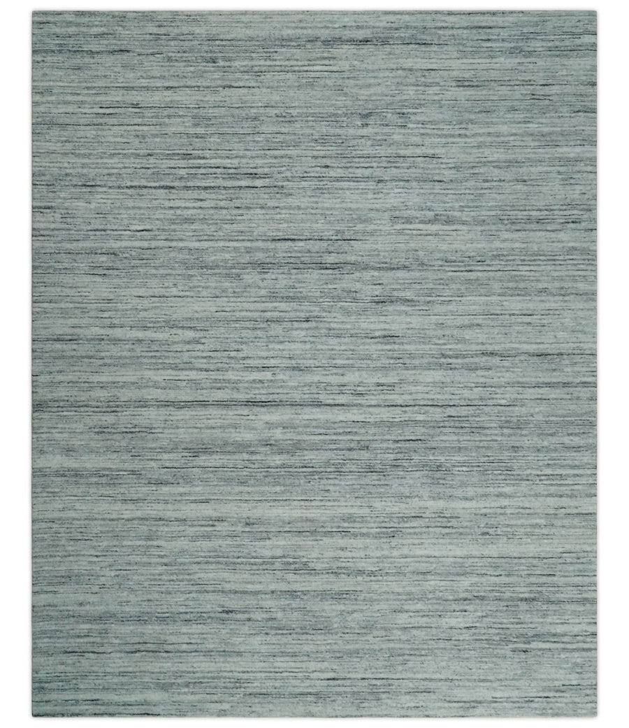 Modern Handloom Ivory, Charcoal, Silver 8x10 Contemporary Wool Area Rug - The Rug Decor