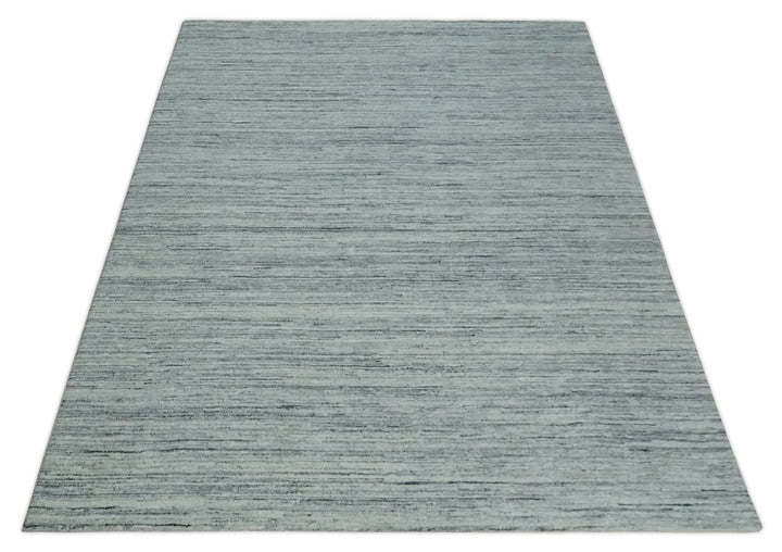 Modern Handloom Ivory, Charcoal, Silver 8x10 Contemporary Wool Area Rug - The Rug Decor
