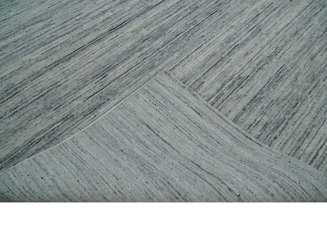 Modern Handloom Ivory, Charcoal, Silver 8x10 Contemporary Wool Area Rug - The Rug Decor
