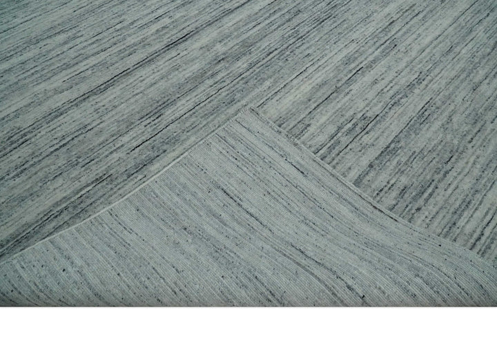 Modern Handloom Ivory, Charcoal, Silver 8x10 Contemporary Wool Area Rug - The Rug Decor