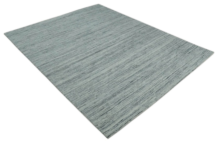 Modern Handloom Ivory, Charcoal, Silver 8x10 Contemporary Wool Area Rug - The Rug Decor