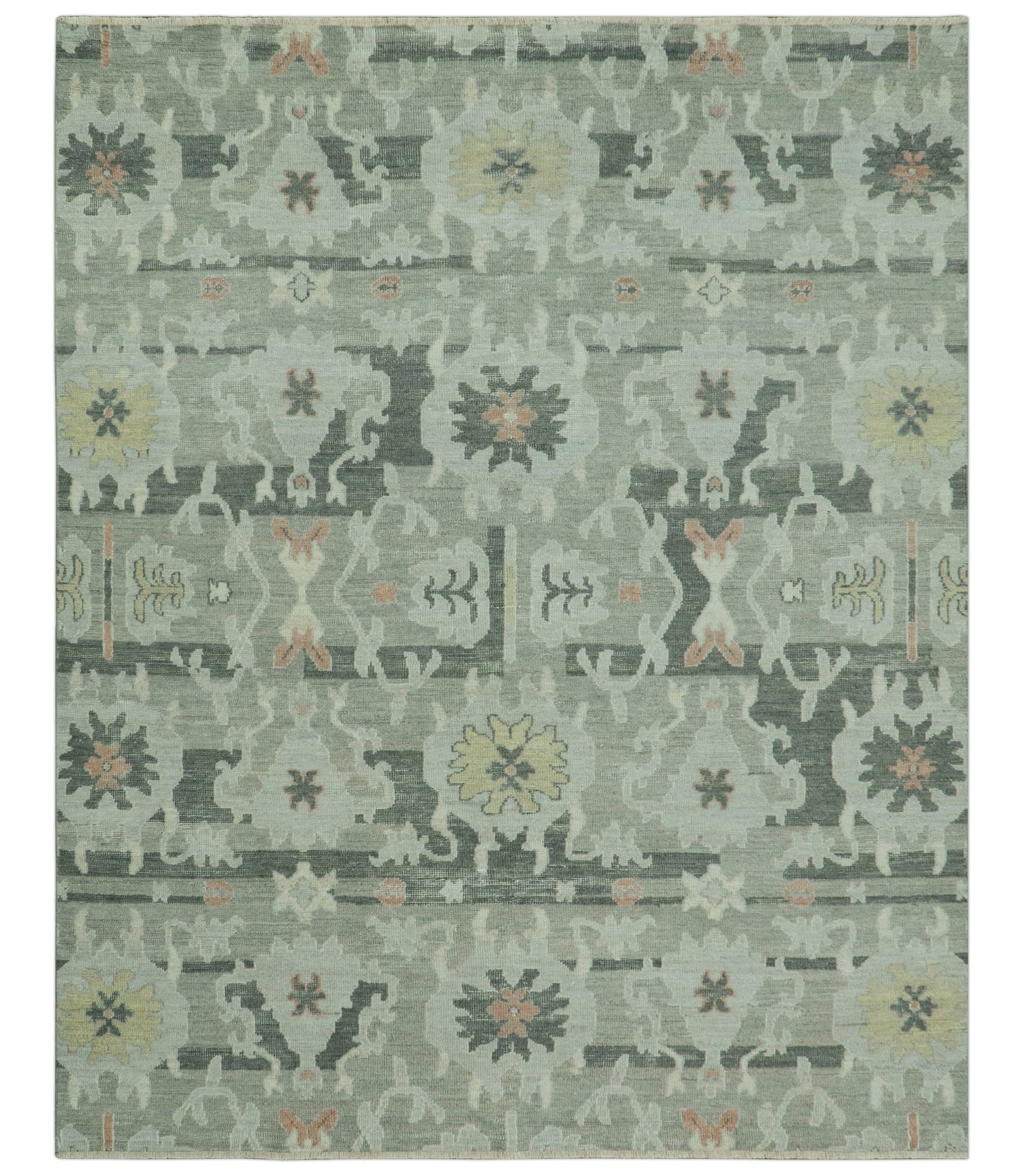 Modern Ikat Design Silver And Blue Hand Knotted Custom Made wool rug - The Rug Decor