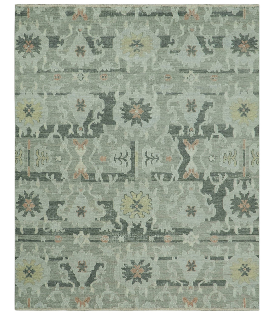 Modern Ikat Design Silver And Blue Hand Knotted Custom Made wool rug - The Rug Decor