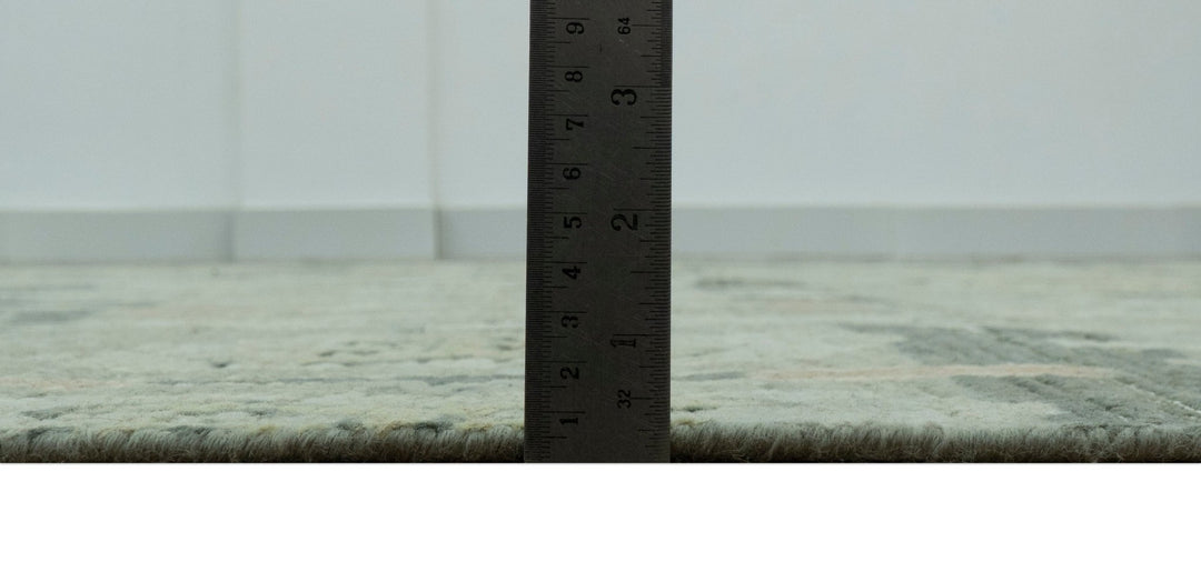 Modern Ikat Design Silver And Blue Hand Knotted Custom Made wool rug - The Rug Decor