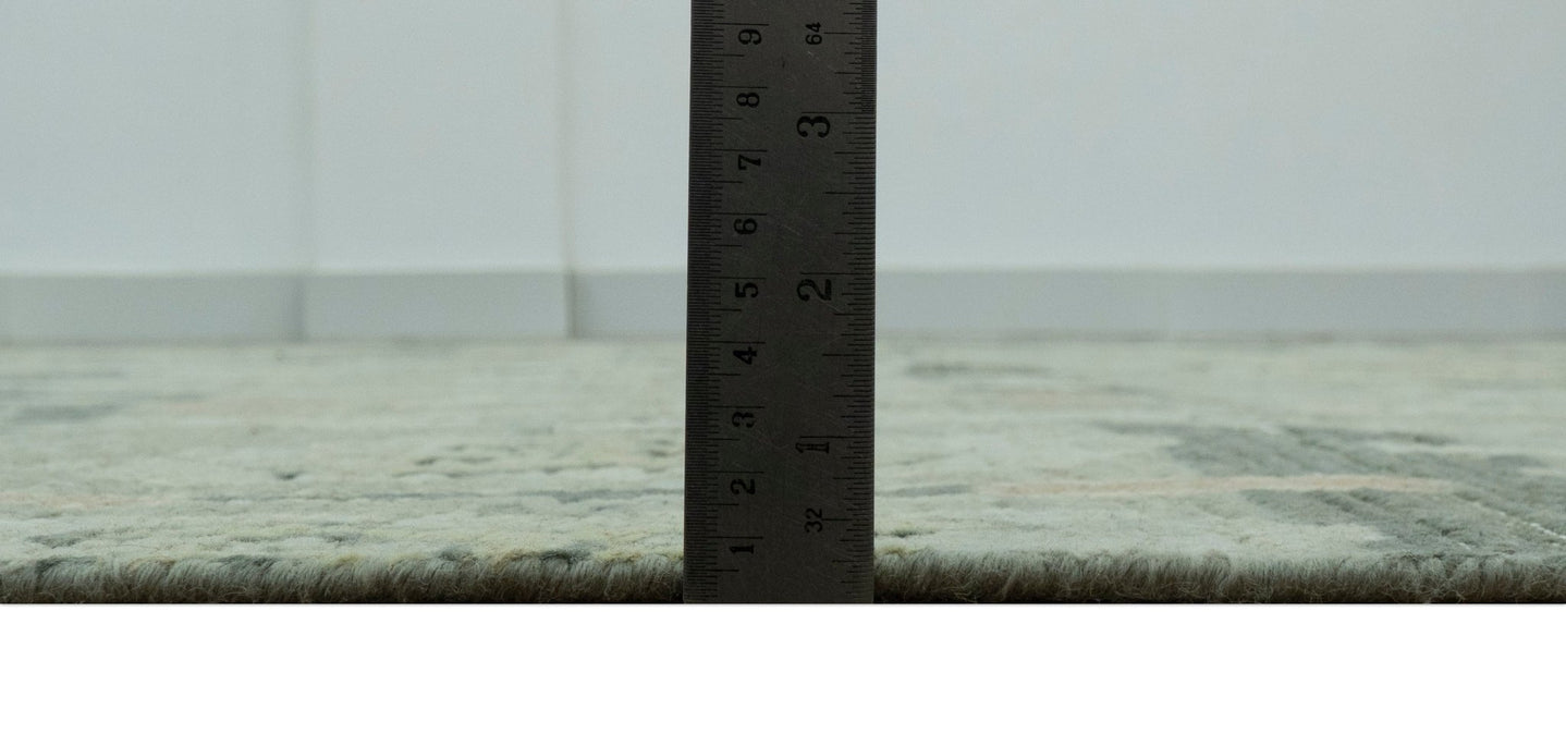 Modern Ikat Design Silver And Blue Hand Knotted Custom Made wool rug - The Rug Decor