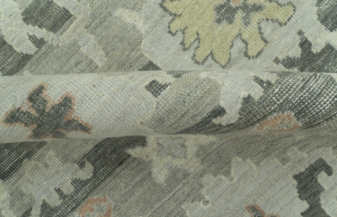 Modern Ikat Design Silver And Blue Hand Knotted Custom Made wool rug - The Rug Decor