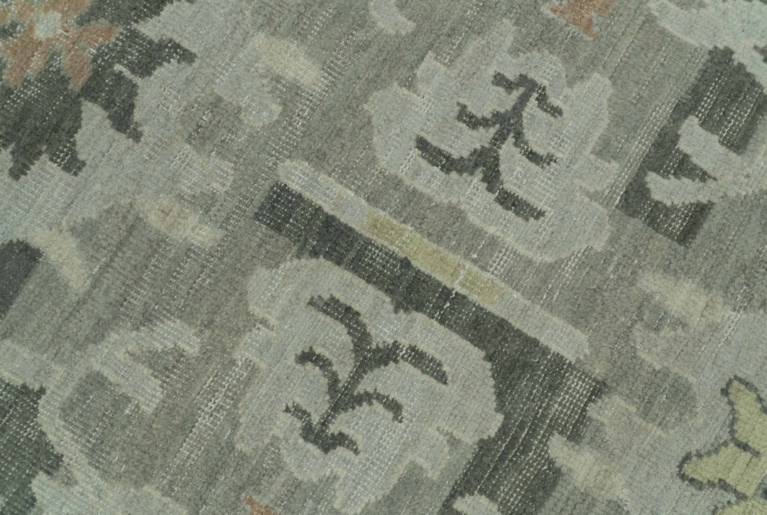 Modern Ikat Design Silver And Blue Hand Knotted Custom Made wool rug - The Rug Decor