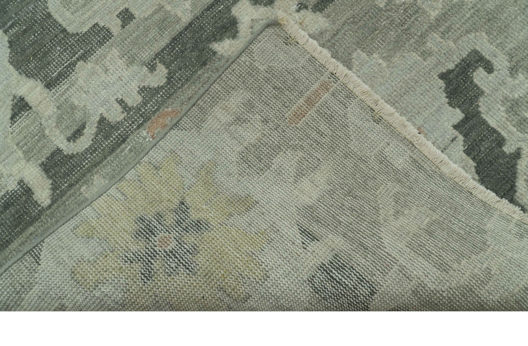 Modern Ikat Design Silver And Blue Hand Knotted Custom Made wool rug - The Rug Decor