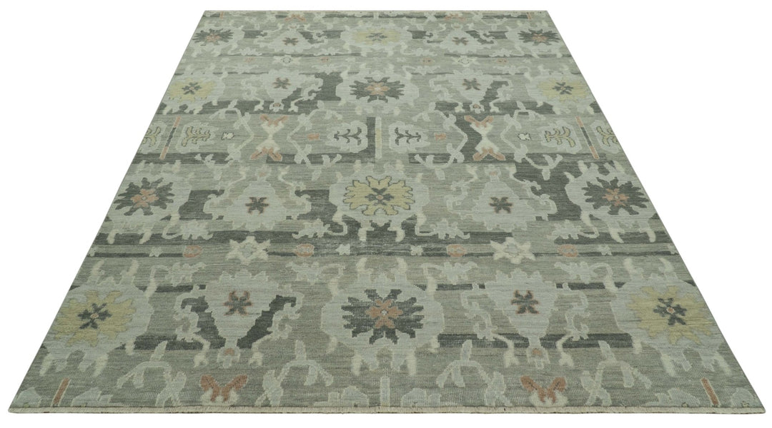 Modern Ikat Design Silver And Blue Hand Knotted Custom Made wool rug - The Rug Decor