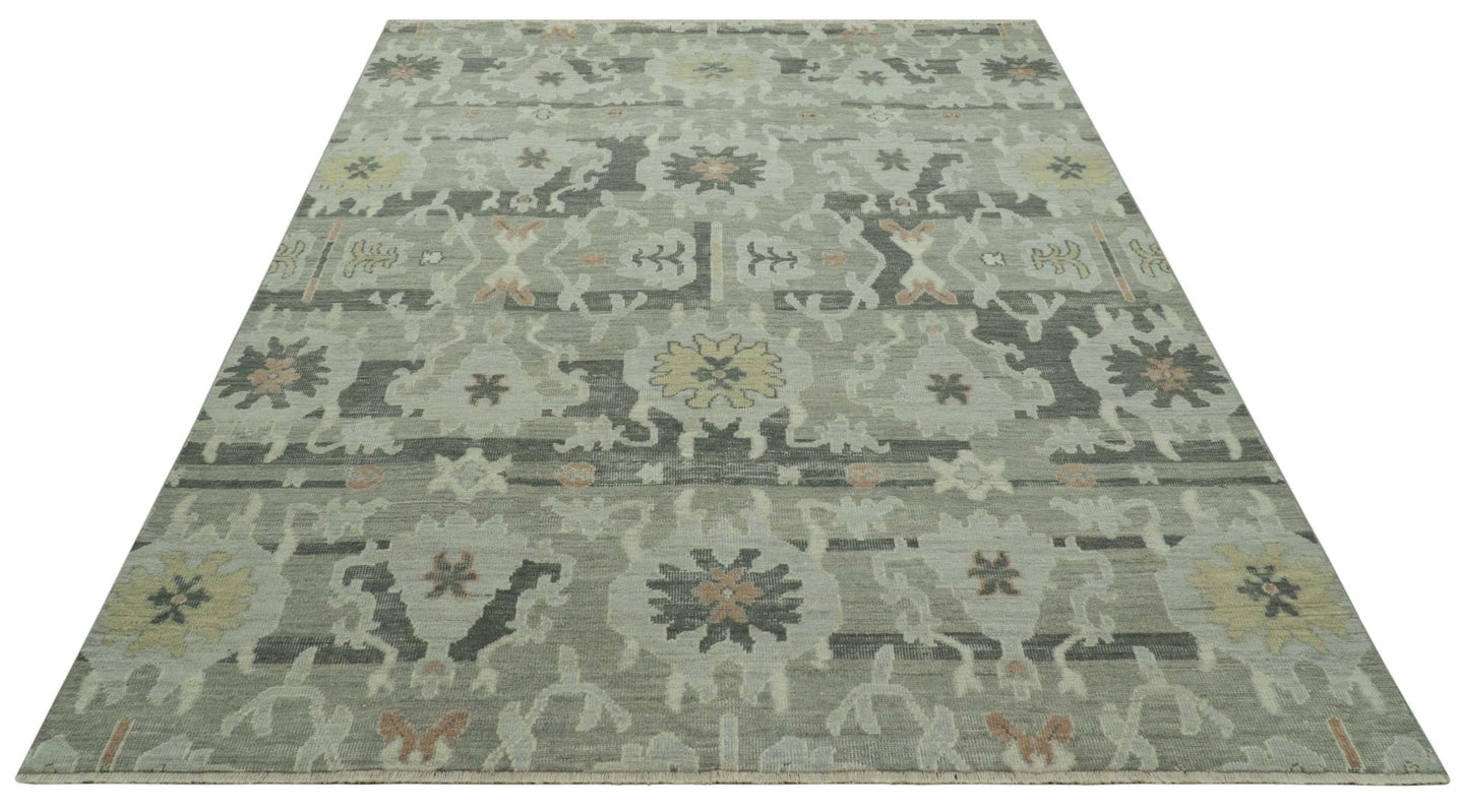 Modern Ikat Design Silver And Blue Hand Knotted Custom Made wool rug - The Rug Decor