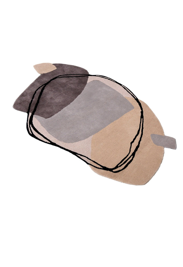 Modern Ink Loop Multicolor Hand Tufted 4x6 Wool Area Rug - The Rug Decor