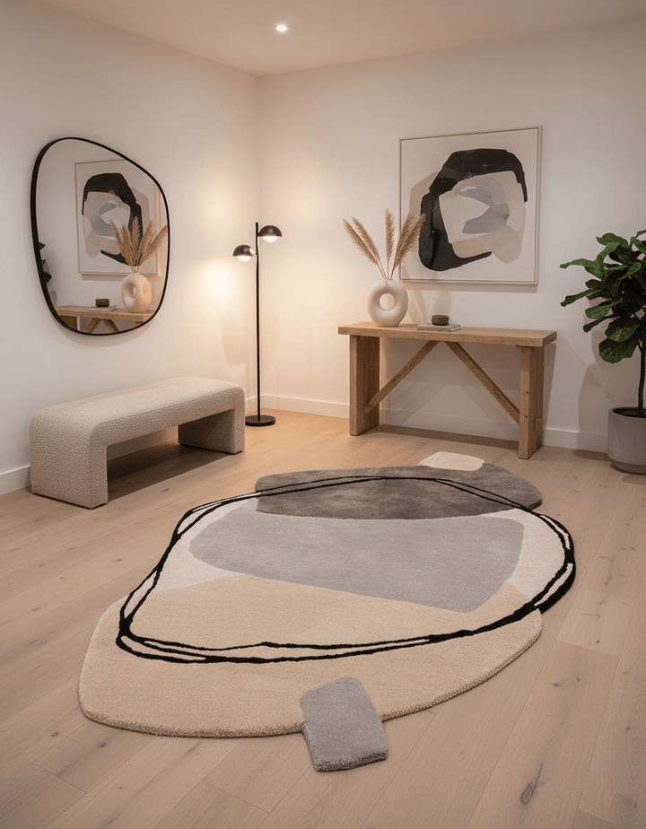 Modern Ink Loop Multicolor Hand Tufted 4x6 Wool Area Rug - The Rug Decor