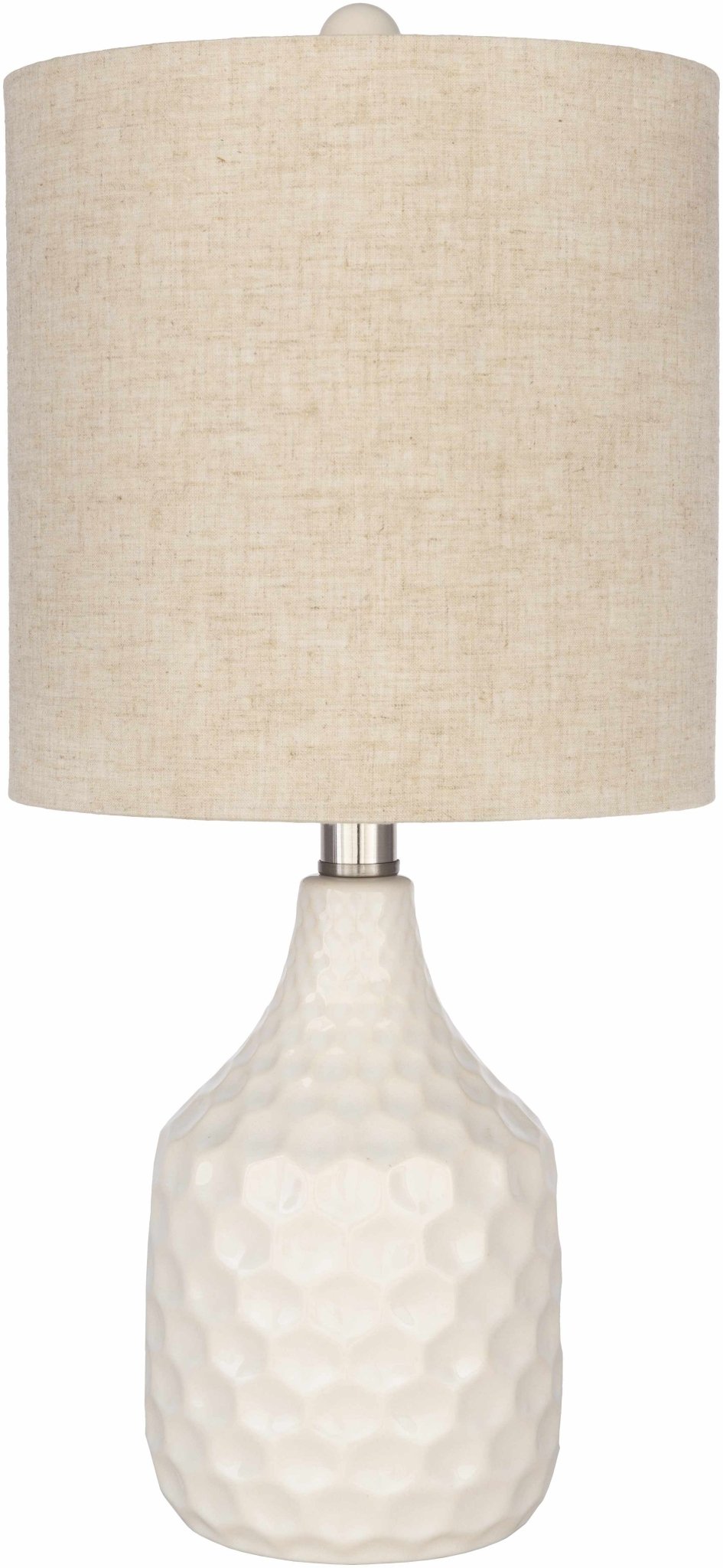 Modern Ivory and Beige Textured Ceramic Table Lamp - The Rug Decor