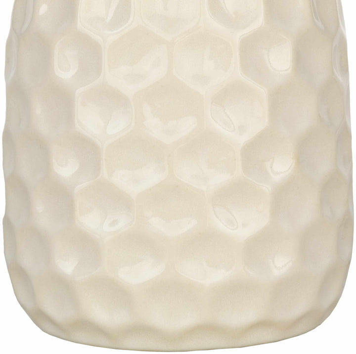 Modern Ivory and Beige Textured Ceramic Table Lamp - The Rug Decor