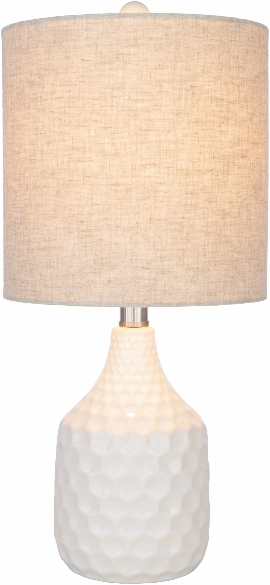 Modern Ivory and Beige Textured Ceramic Table Lamp - The Rug Decor