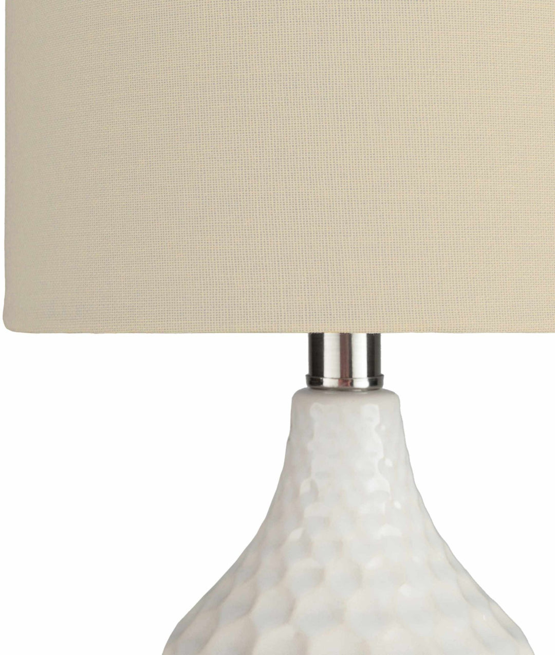 Modern Ivory and Beige Textured Ceramic Table Lamp - The Rug Decor