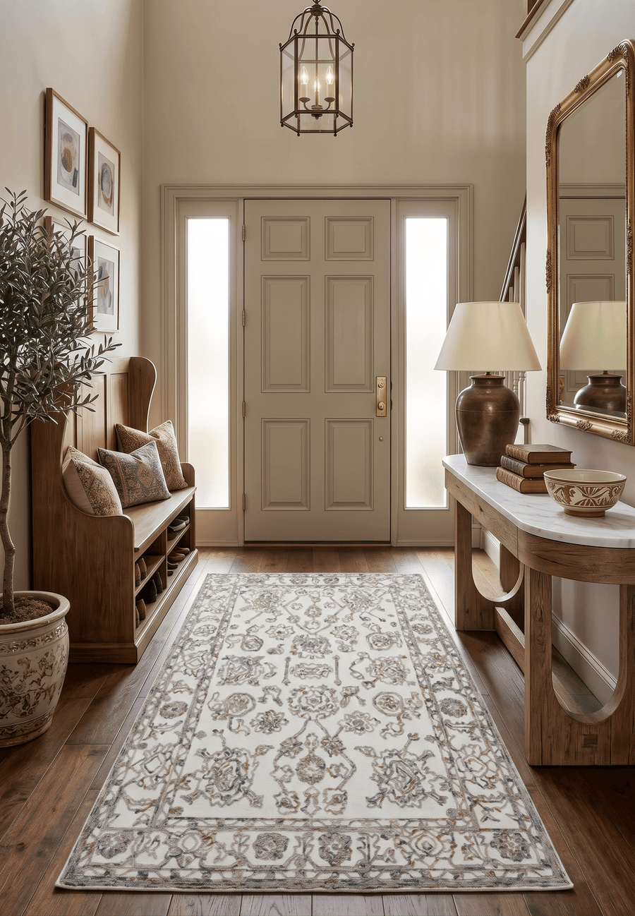 Modern Ivory And Blue Hand Tufted 5x8 Wool Textured Loop Area Rug - The Rug Decor
