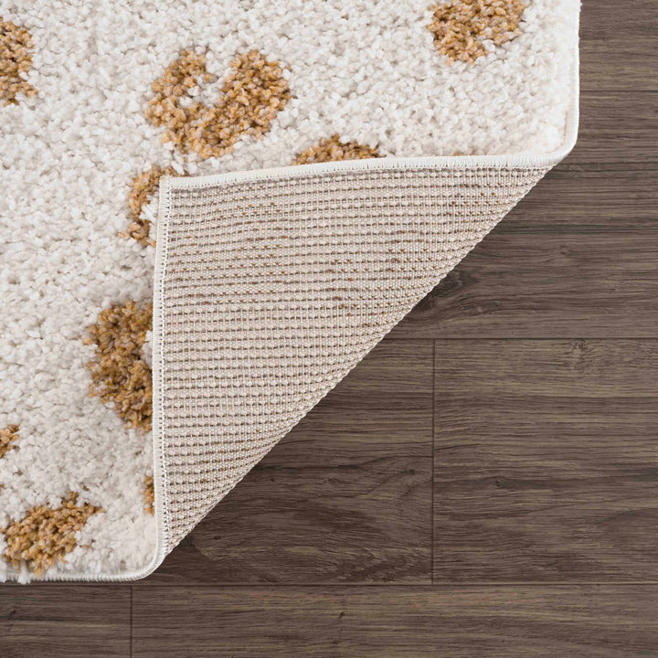 Modern Ivory and Gold Leopard Print Plush Pile Moroccan Style Area Rug - The Rug Decor