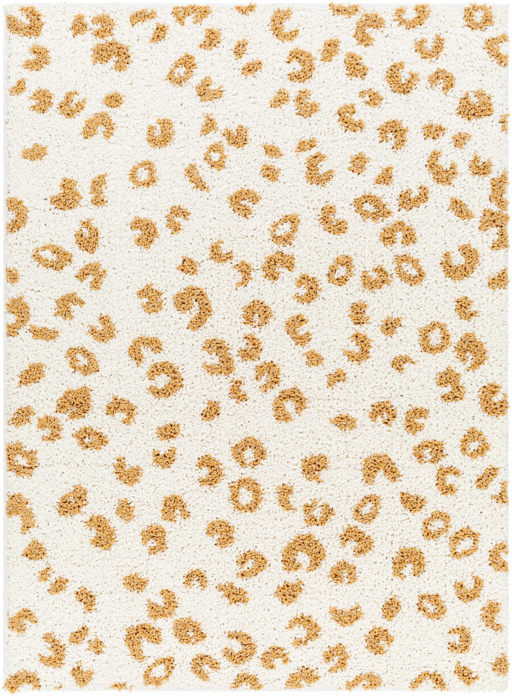 Modern Ivory and Gold Leopard Print Plush Pile Moroccan Style Area Rug - The Rug Decor