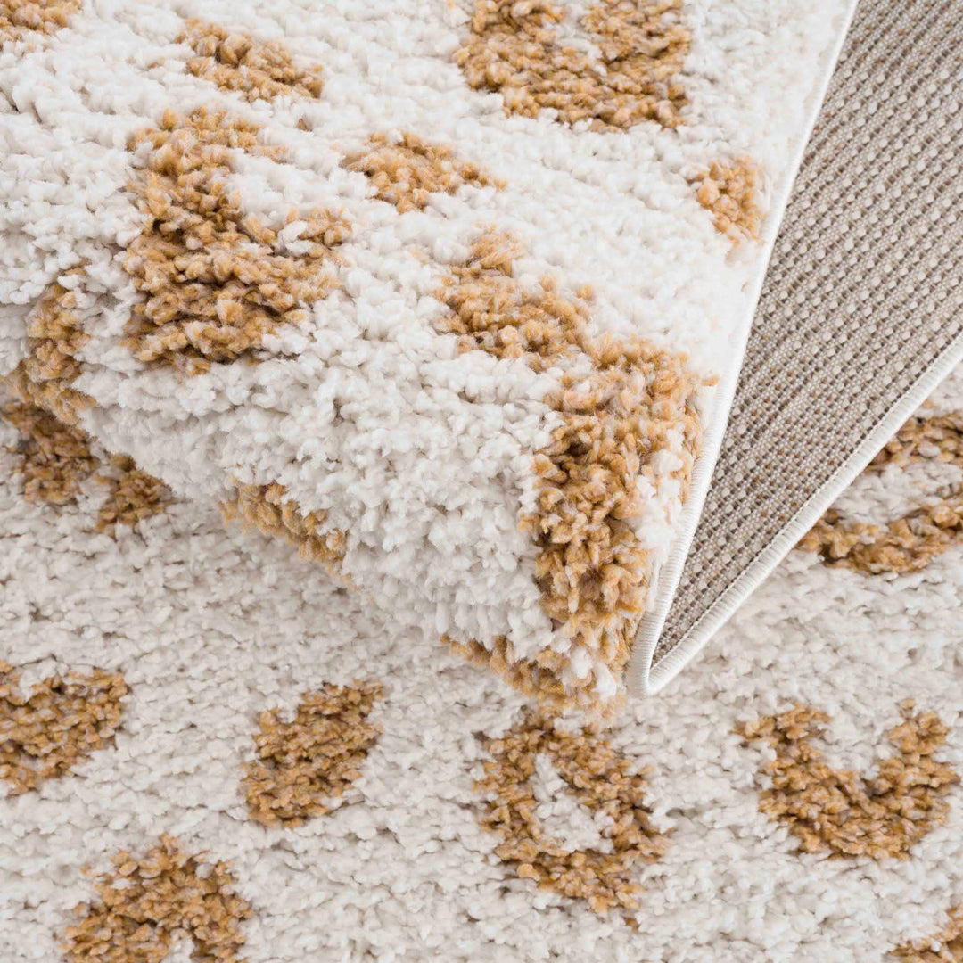 Modern Ivory and Gold Leopard Print Plush Pile Moroccan Style Area Rug - The Rug Decor
