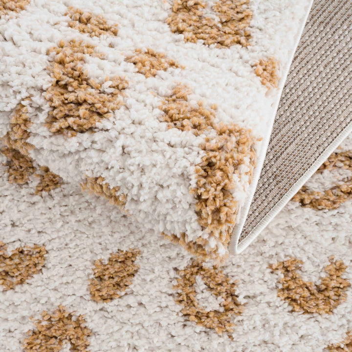 Modern Ivory and Gold Leopard Print Plush Pile Moroccan Style Area Rug - The Rug Decor