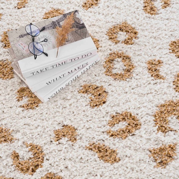 Modern Ivory and Gold Leopard Print Plush Pile Moroccan Style Area Rug - The Rug Decor