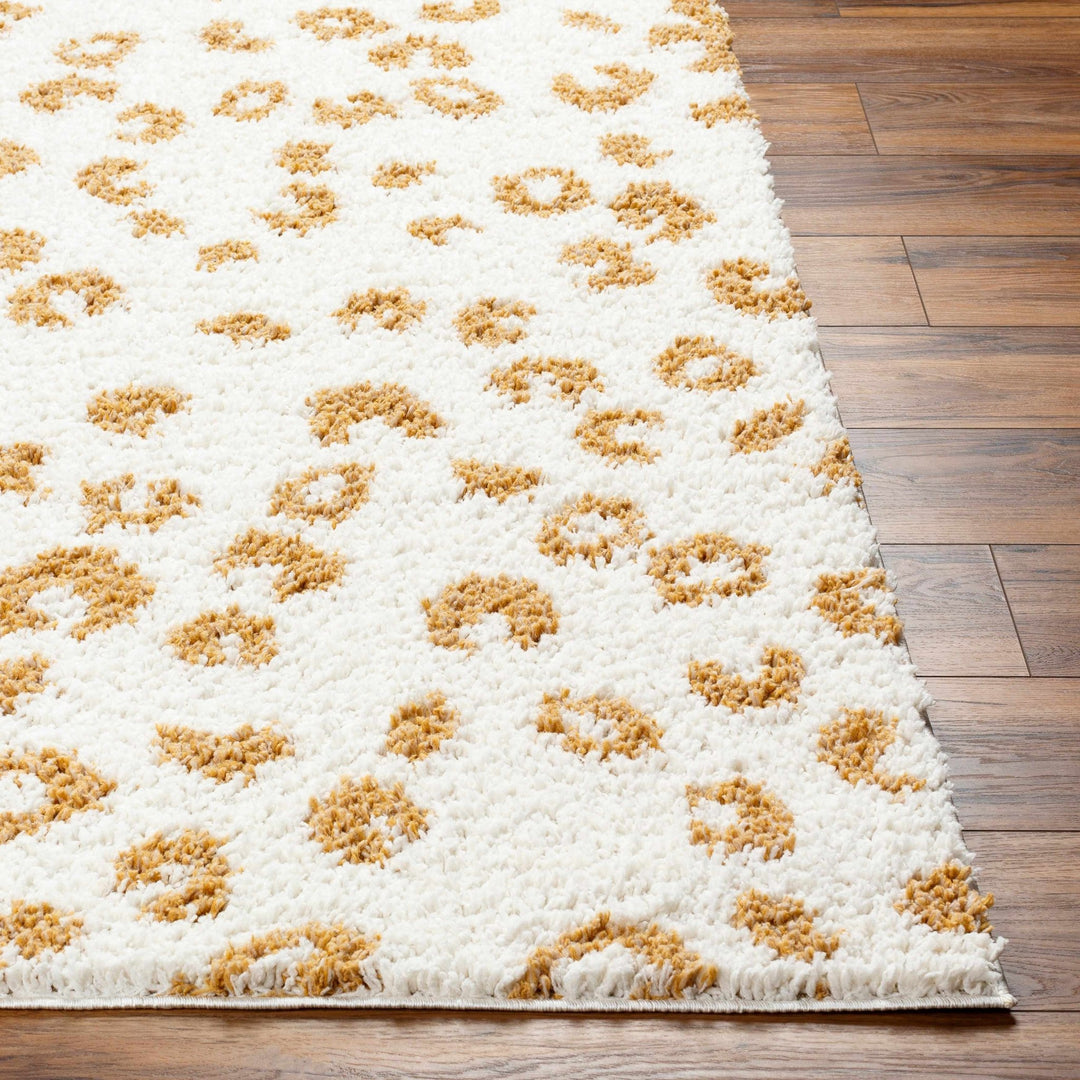 Modern Ivory and Gold Leopard Print Plush Pile Moroccan Style Area Rug - The Rug Decor