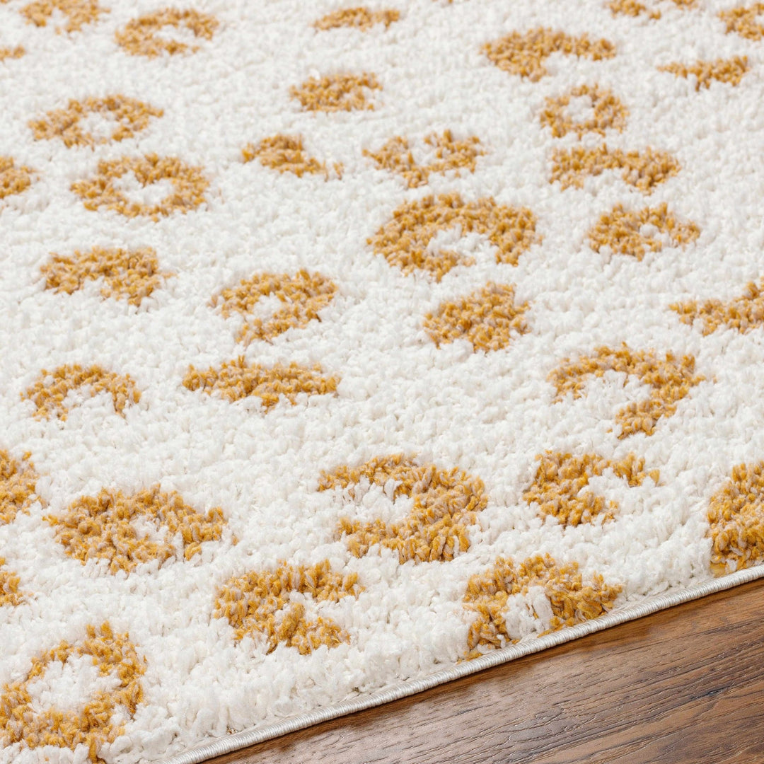Modern Ivory and Gold Leopard Print Plush Pile Moroccan Style Area Rug - The Rug Decor