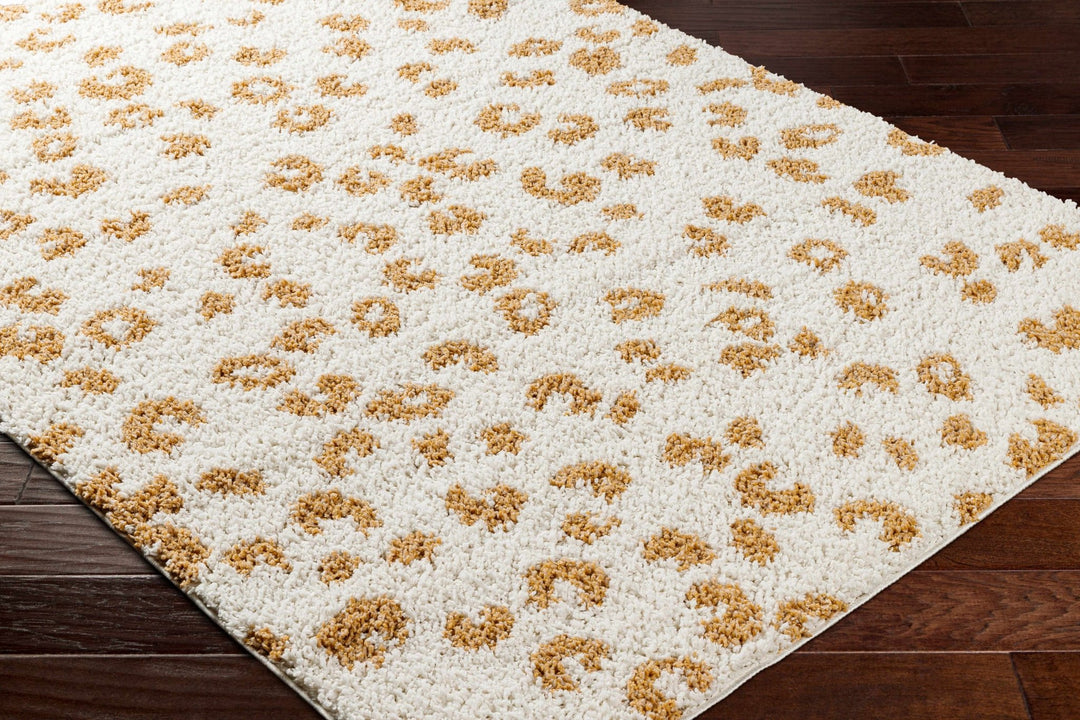 Modern Ivory and Gold Leopard Print Plush Pile Moroccan Style Area Rug - The Rug Decor