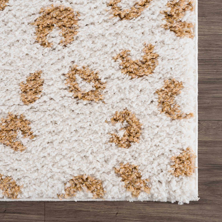 Modern Ivory and Gold Leopard Print Plush Pile Moroccan Style Area Rug - The Rug Decor