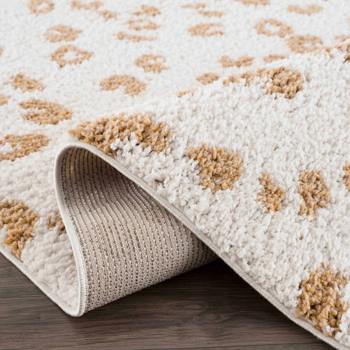 Modern Ivory and Gold Leopard Print Plush Pile Moroccan Style Area Rug - The Rug Decor