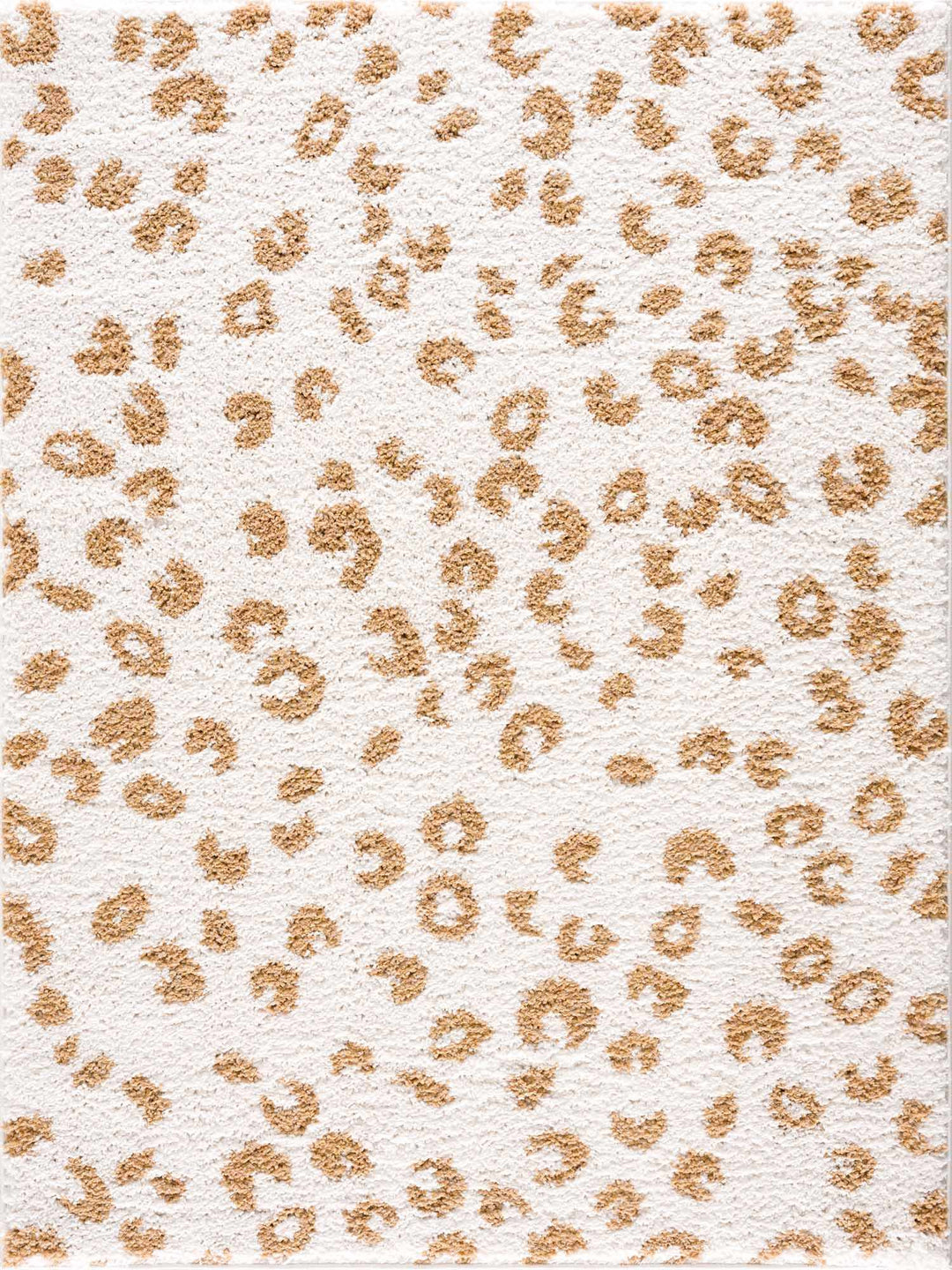 Modern Ivory and Gold Leopard Print Plush Pile Moroccan Style Area Rug - The Rug Decor