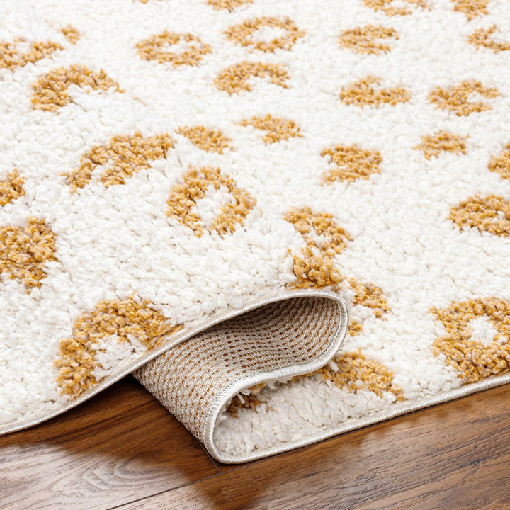 Modern Ivory and Gold Leopard Print Plush Pile Moroccan Style Area Rug - The Rug Decor