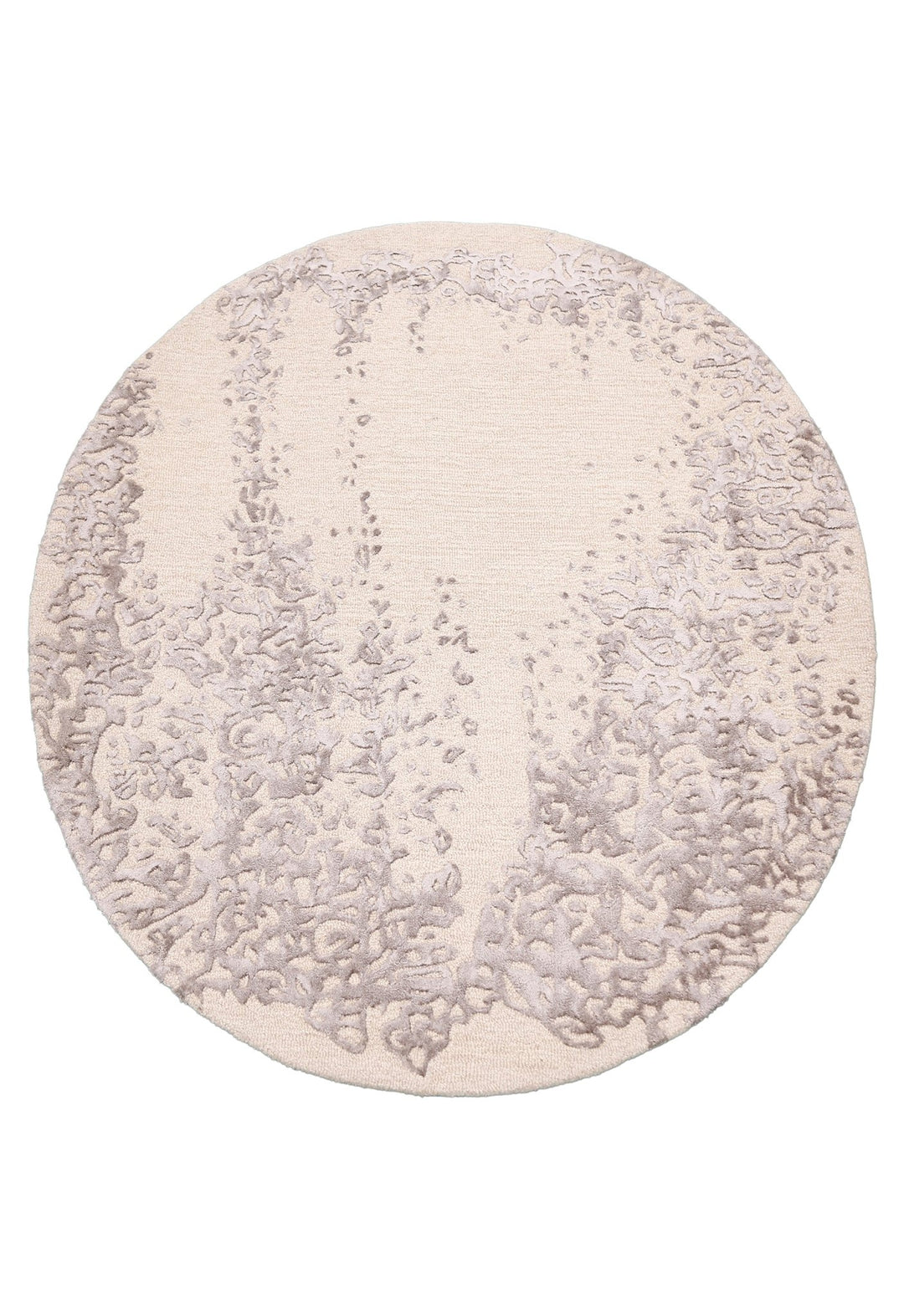 Modern Lace Border Beige Hand Tufted 5x5 Wool Area Rug - The Rug Decor