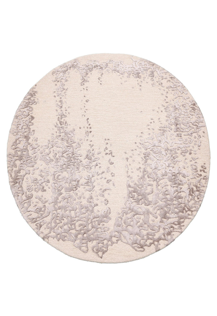 Modern Lace Border Beige Hand Tufted 5x5 Wool Area Rug - The Rug Decor