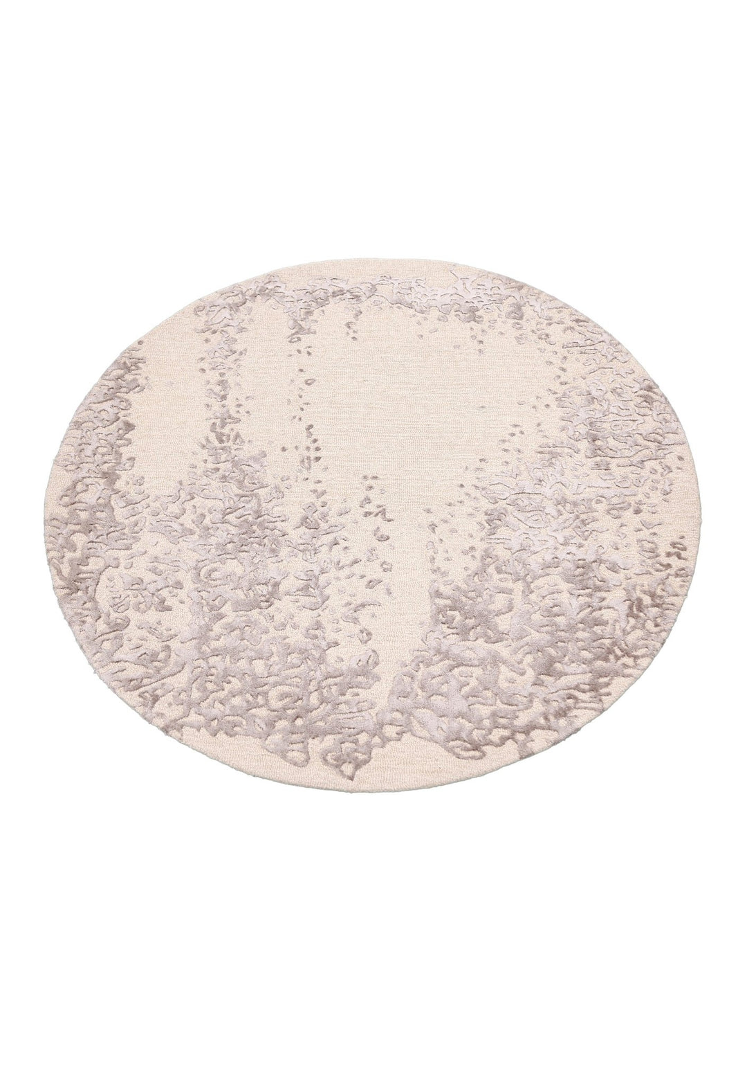 Modern Lace Border Beige Hand Tufted 5x5 Wool Area Rug - The Rug Decor