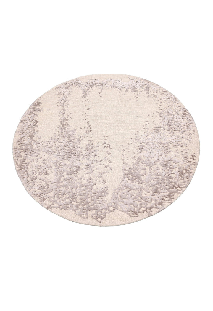 Modern Lace Border Beige Hand Tufted 5x5 Wool Area Rug - The Rug Decor