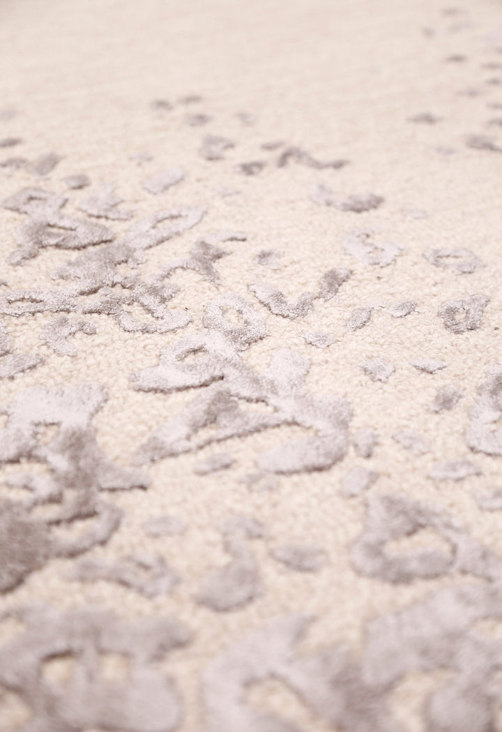 Modern Lace Border Beige Hand Tufted 5x5 Wool Area Rug - The Rug Decor