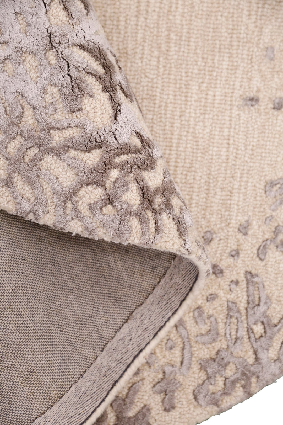 Modern Lace Border Beige Hand Tufted 5x5 Wool Area Rug - The Rug Decor