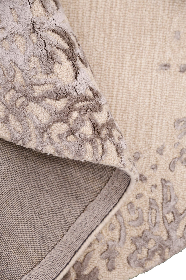 Modern Lace Border Beige Hand Tufted 5x5 Wool Area Rug - The Rug Decor