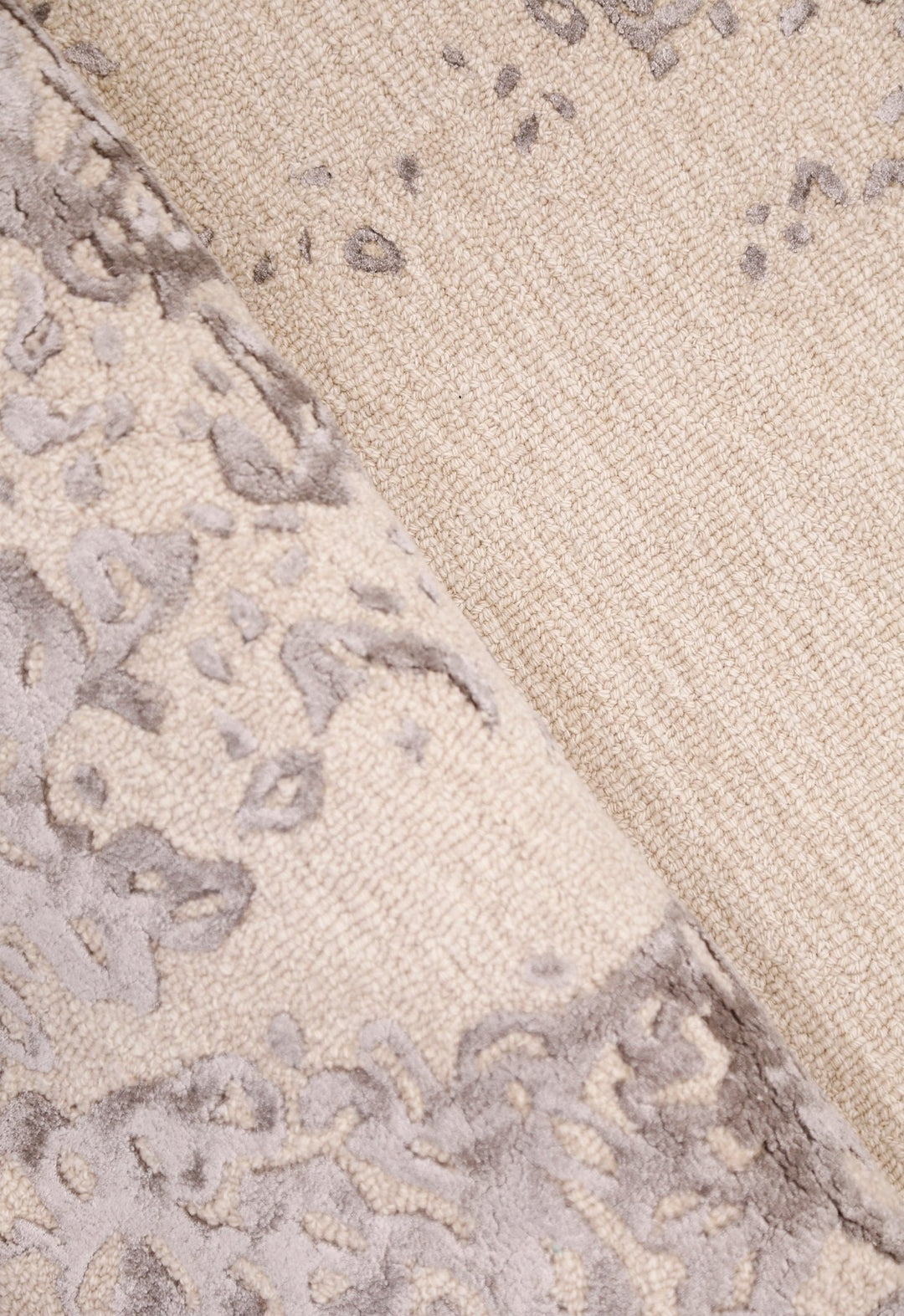 Modern Lace Border Beige Hand Tufted 5x5 Wool Area Rug - The Rug Decor