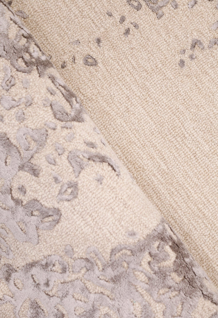 Modern Lace Border Beige Hand Tufted 5x5 Wool Area Rug - The Rug Decor