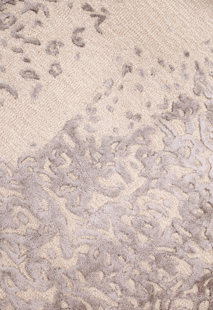 Modern Lace Border Beige Hand Tufted 5x5 Wool Area Rug - The Rug Decor